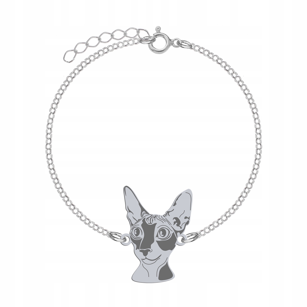 Stříbrný náramek s Cornish Rex 925 Dárek Šperky Žena Gravírování