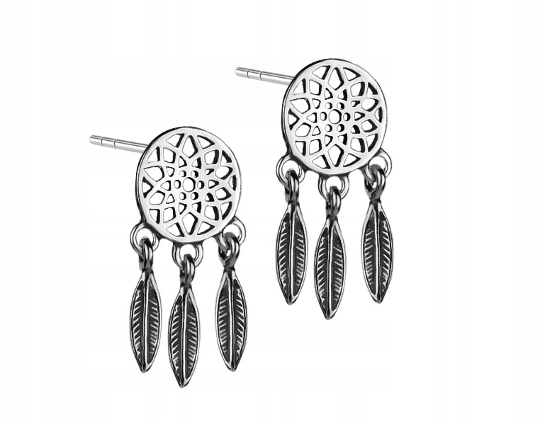 

Kolczyki Łapacze Z Łapaczem Snów Piórka Boho 925