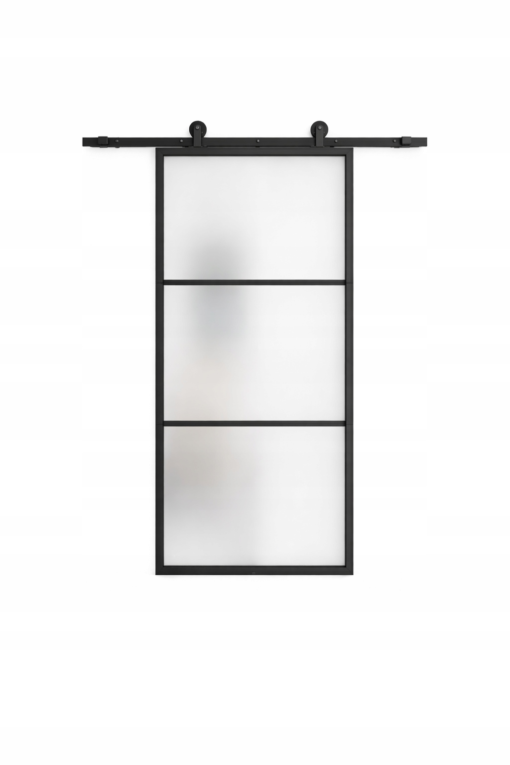 Sklenené Posuvné Dvere Loft Barn Door 864X2134 Čierne Mliečne Sklo