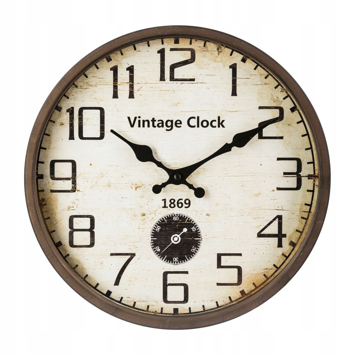 

Brązowy cichy zegar na ścianę loft vintage okrągły