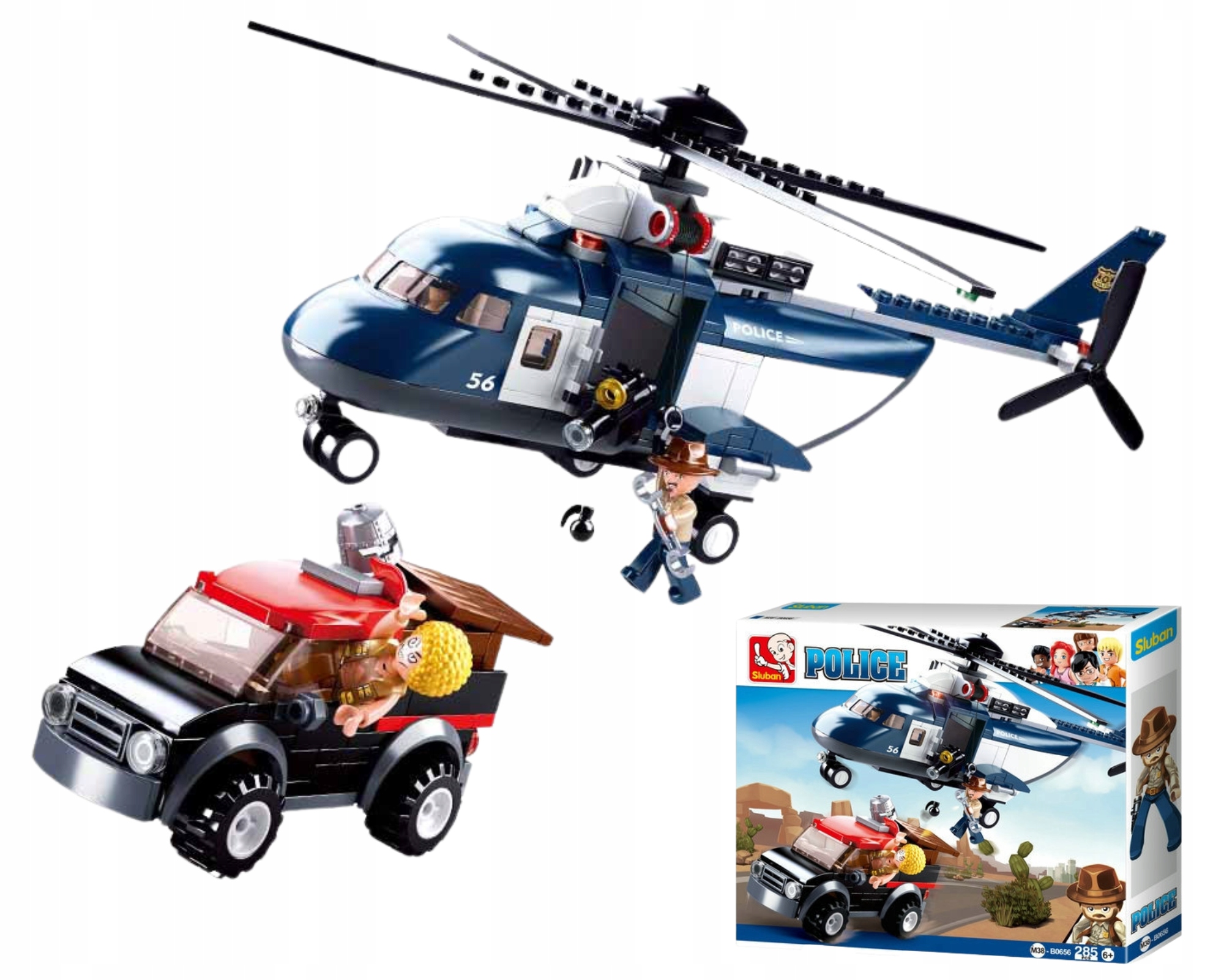 

Klocki Sluban Helikopter Policyjny Pościg Autko