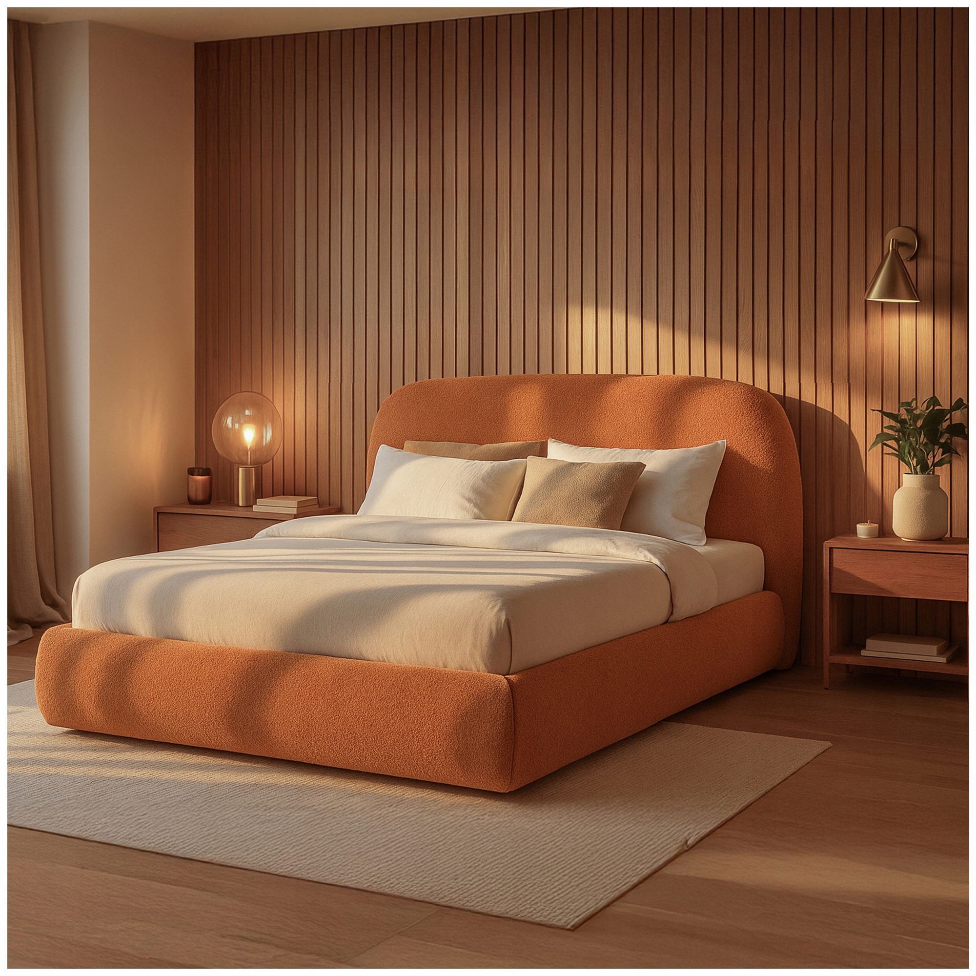 Postel 160x200 Čalouněná dvoulůžková do ložnice Beránek Červená Rosso