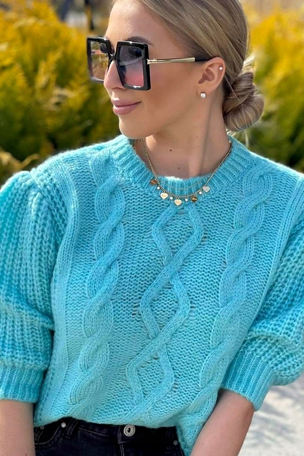 SWETER MONNISS BUFKI polski UNI TURKUS Rękaw rękaw 3/4
