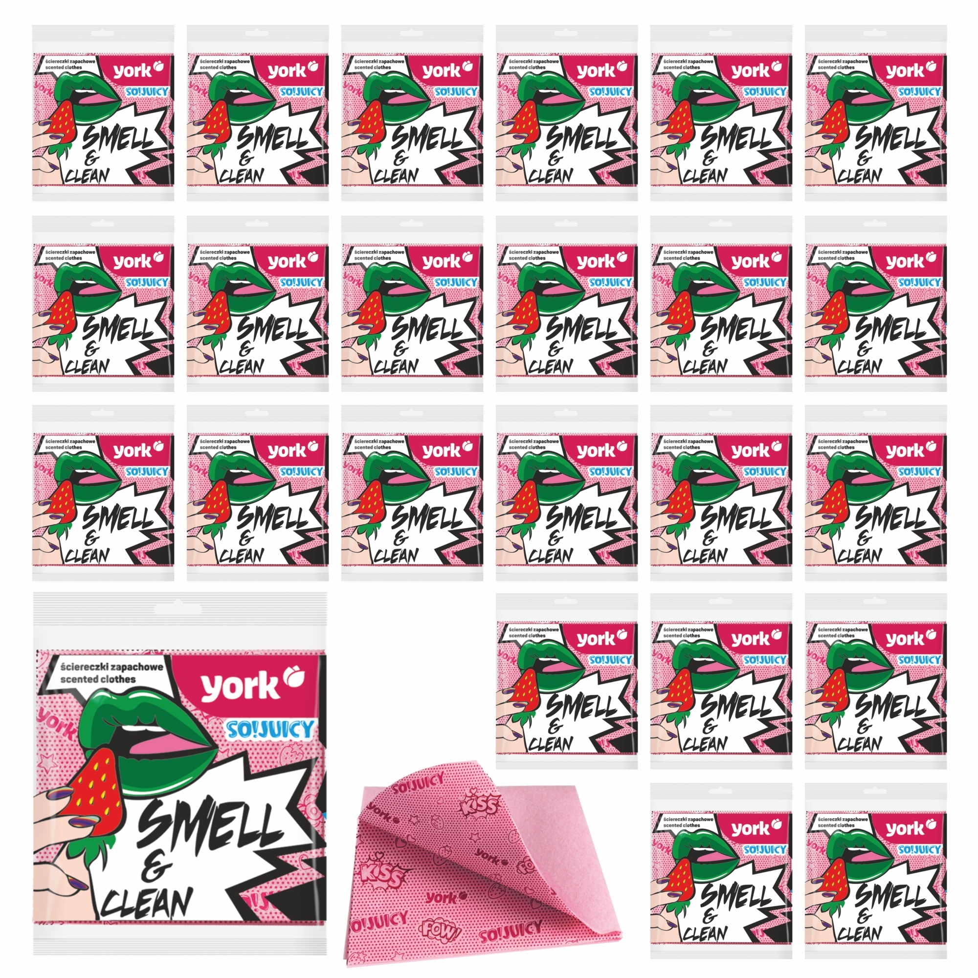 Levně Utěrky s vůní jahoda 24 sad po 48 kusů York