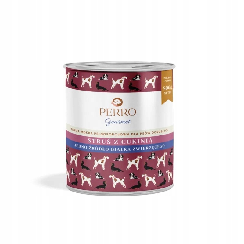 Levně Perro Pštros s cuketou Monoproteinové Krmivo Vlhké pro psa 6x800g Nový produkt