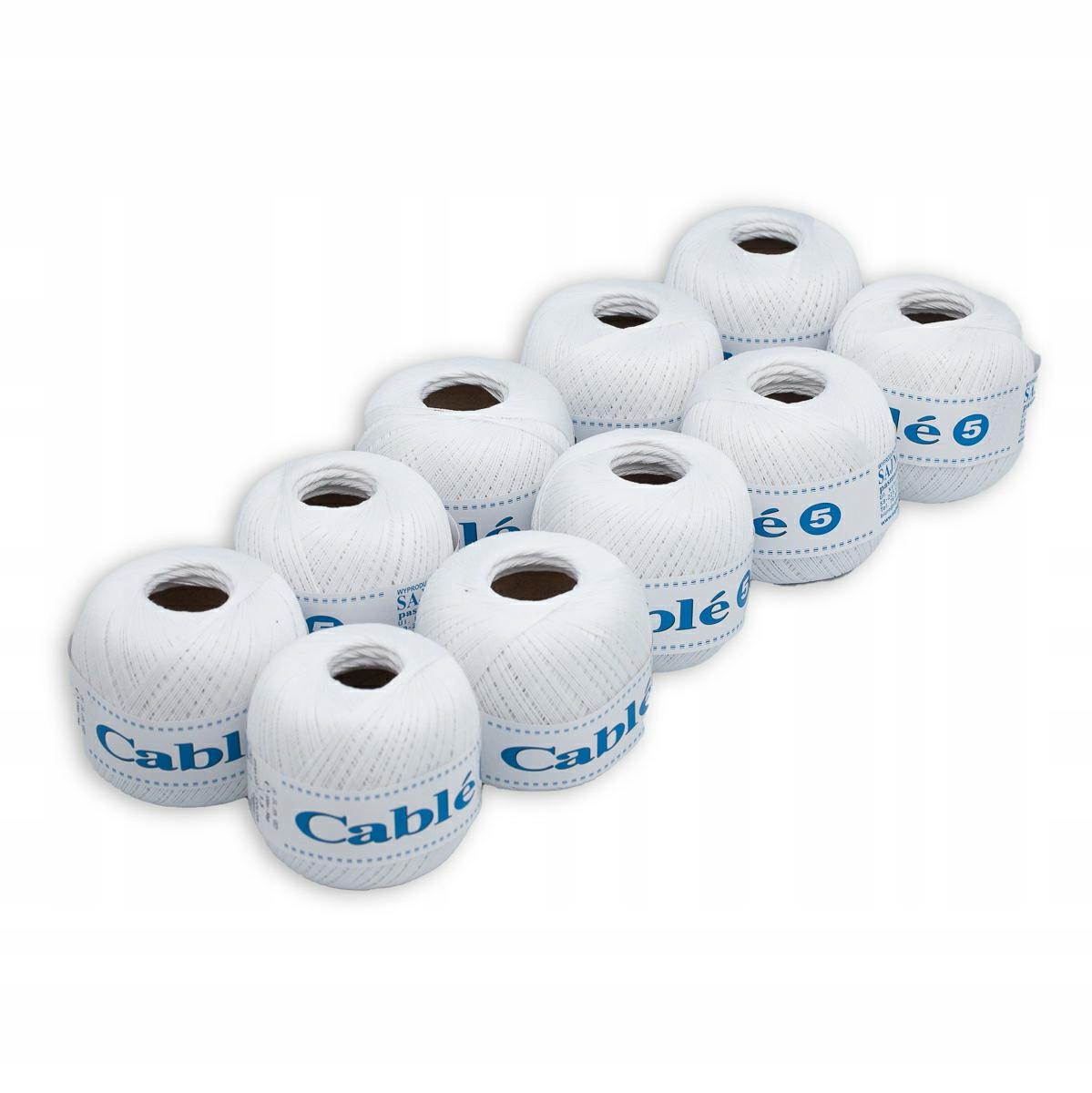 Háčkovací Příze Cable 5 50g x 10 Ks bílý
