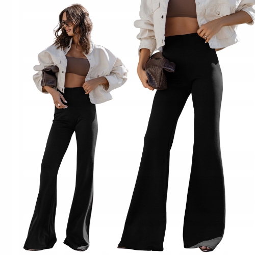 Dopasowane Spodnie Dzwony Z Wiskozy Czarne