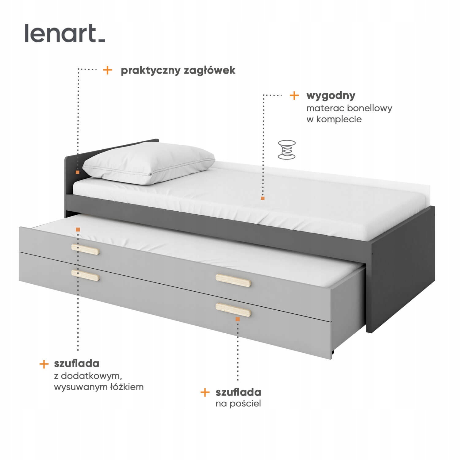 Łóżko Młodzieżowe z dostawką PO-13 + PO-14 Kod producenta Łóżko Młodzieżowe PO-13 + PO-14