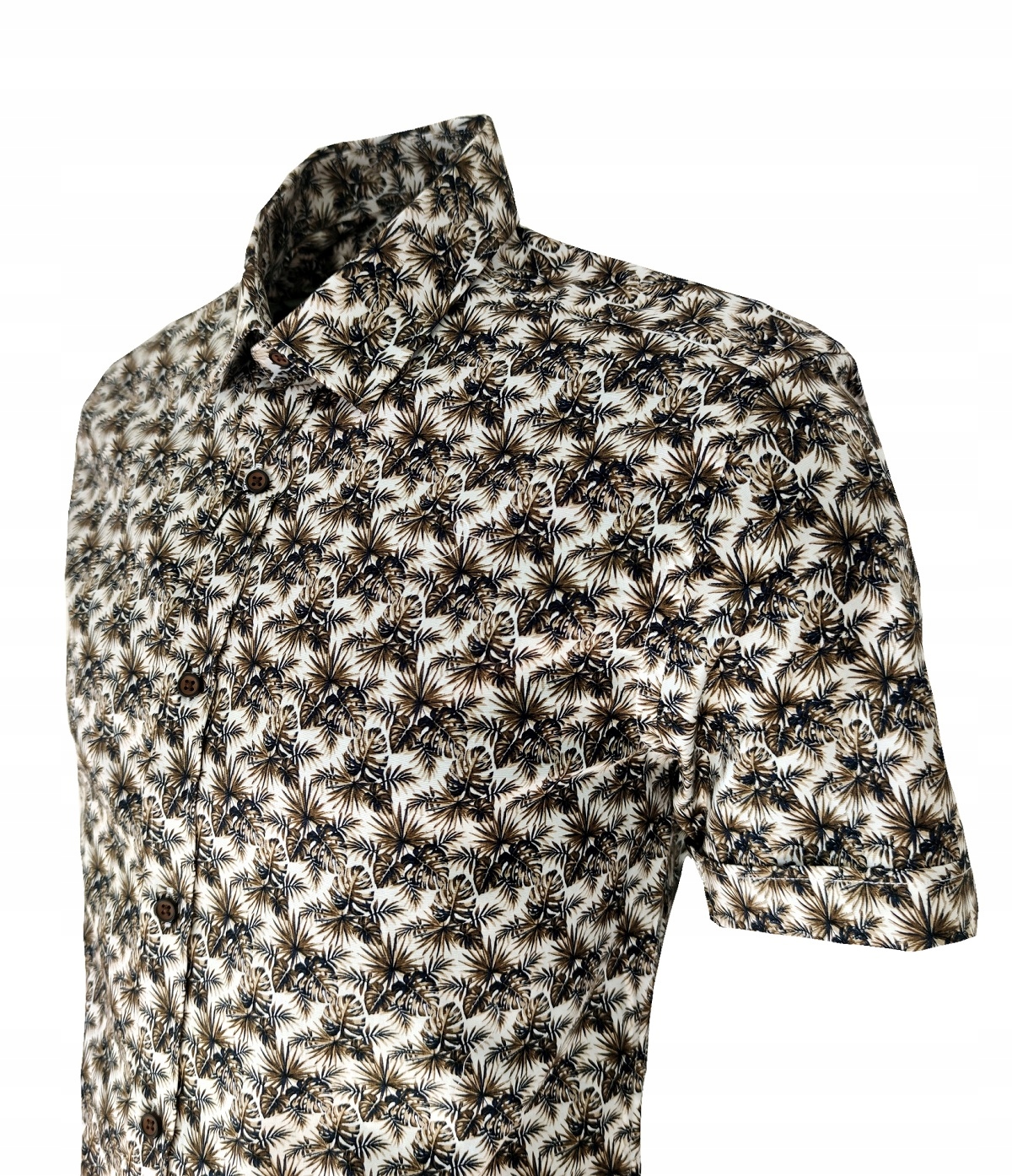 KOSZULA ELEGANCKA WIZYTOWA WZÓR BRĄZ BAWEŁNA3XL Rękaw krótki rękaw