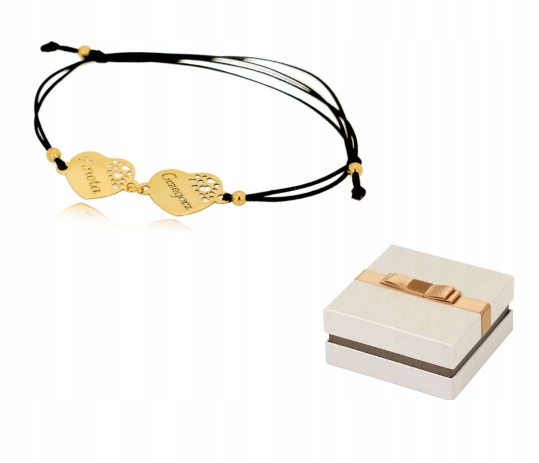 Zlatý náramek lásky 2 srdce BZ132