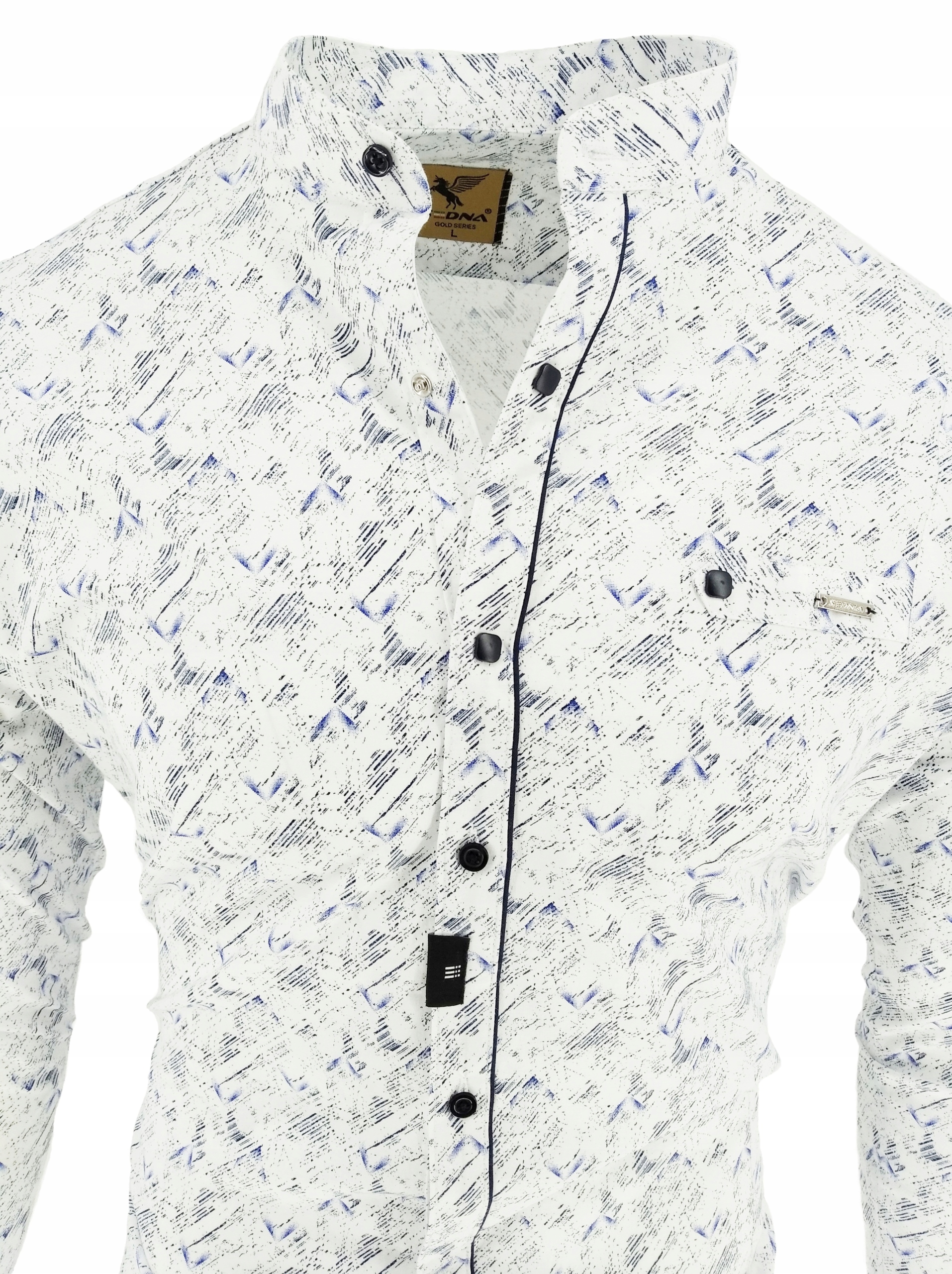 KOSZULA MĘSKA BIAŁA ZE STÓJKĄ WZOREK SDN73 XL Rozmiar XL