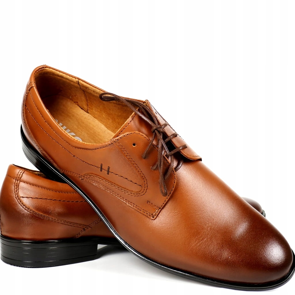 iButy Společenské Boty Z Kůže Pánské Pantofle Hnědé Polská Výroba Kůže