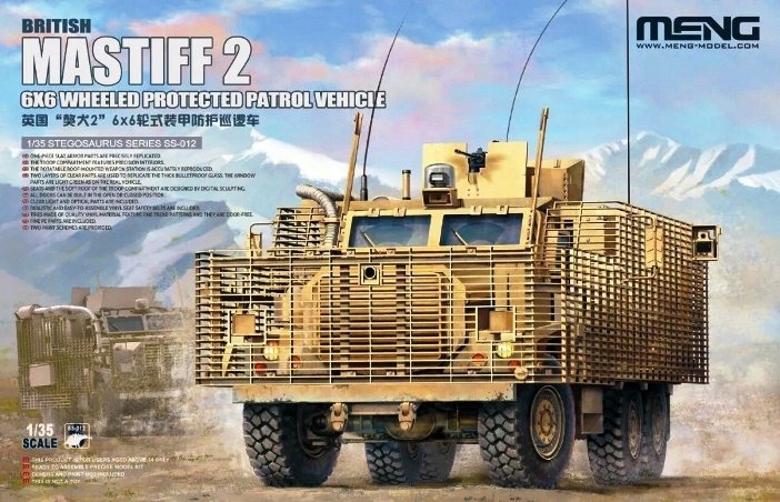 Britský mastif 2 6x6 kolové chráněné hlídkové vozidlo Meng Model SS-012 sk