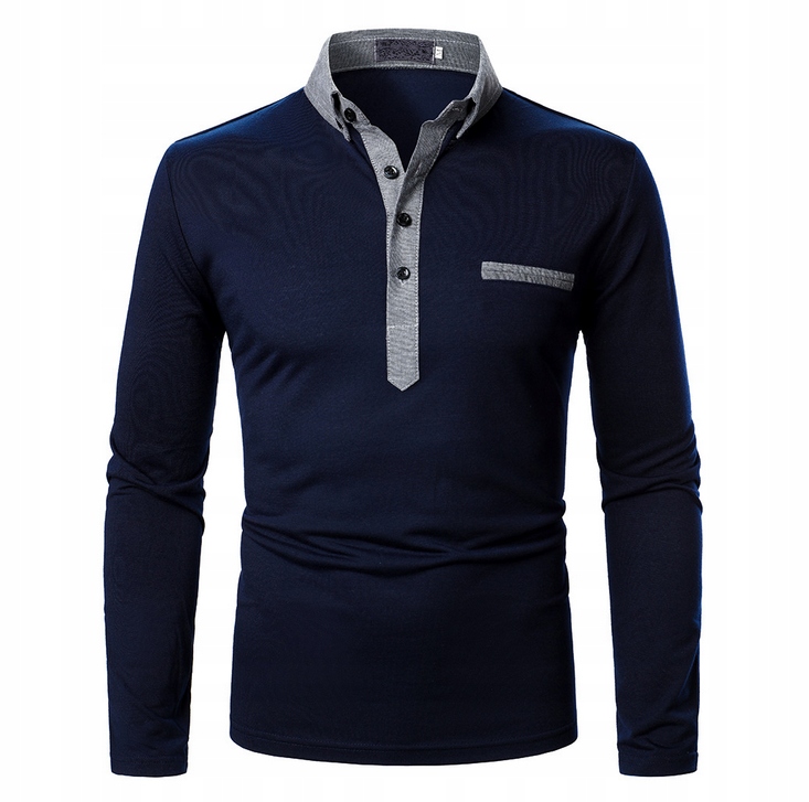 Męska długa koszulka polo z jednolitej bawełny Marka inna