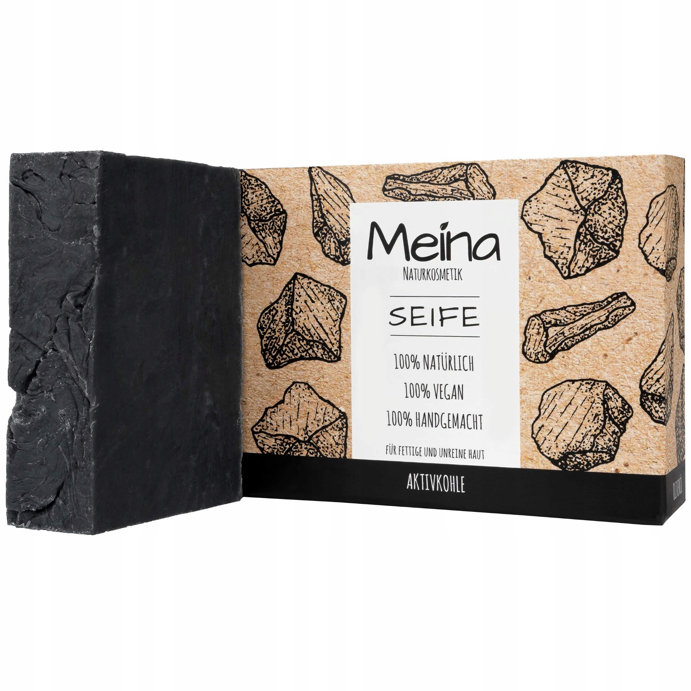 Meina Naturkosmetik Černé mýdlo s aktivním uhlím