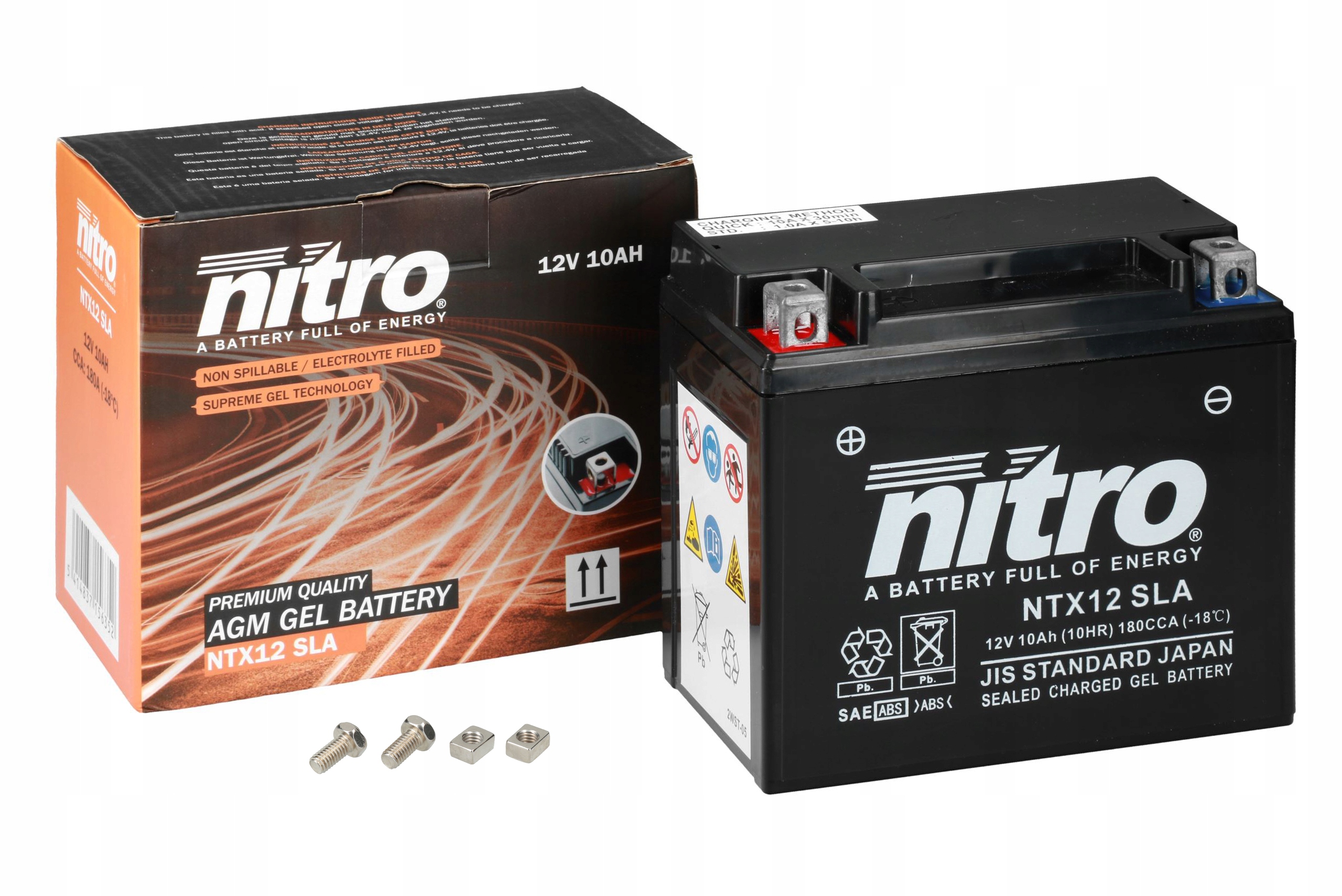 Akumulator żelowy Nitro YTX12-BS AGM 12V 10 Ah