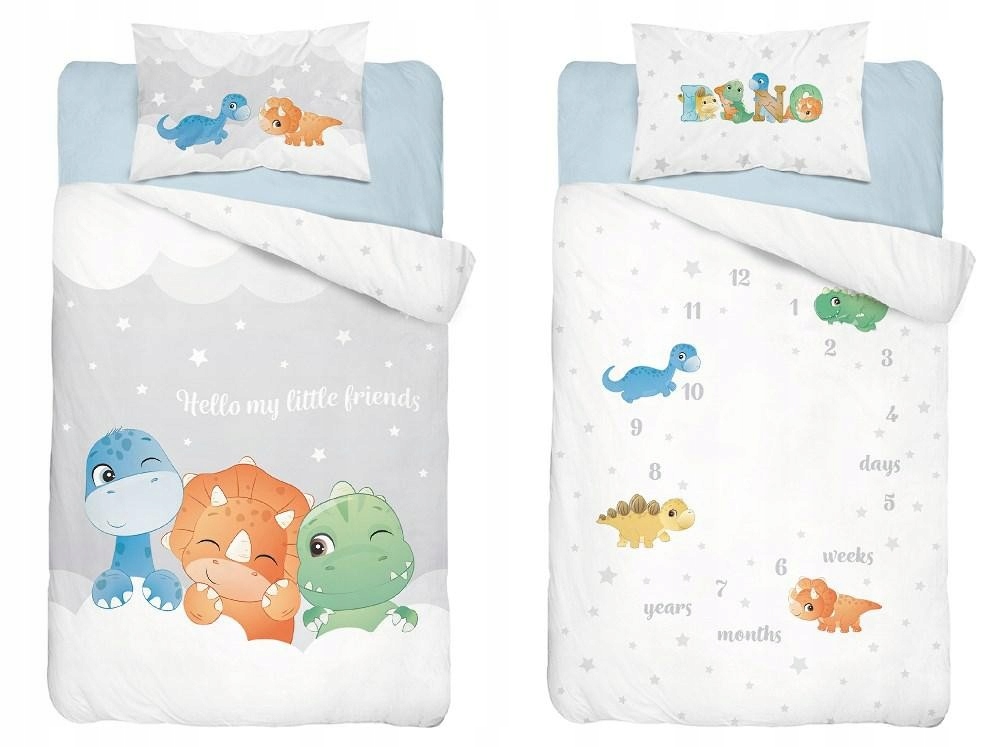 Pościel 3958 A dinusie szara DETEXPOL 100x135