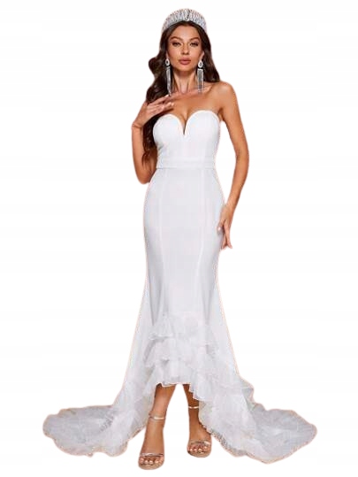 Shein Dámské Šaty Bílé S Volánky XL 1DH