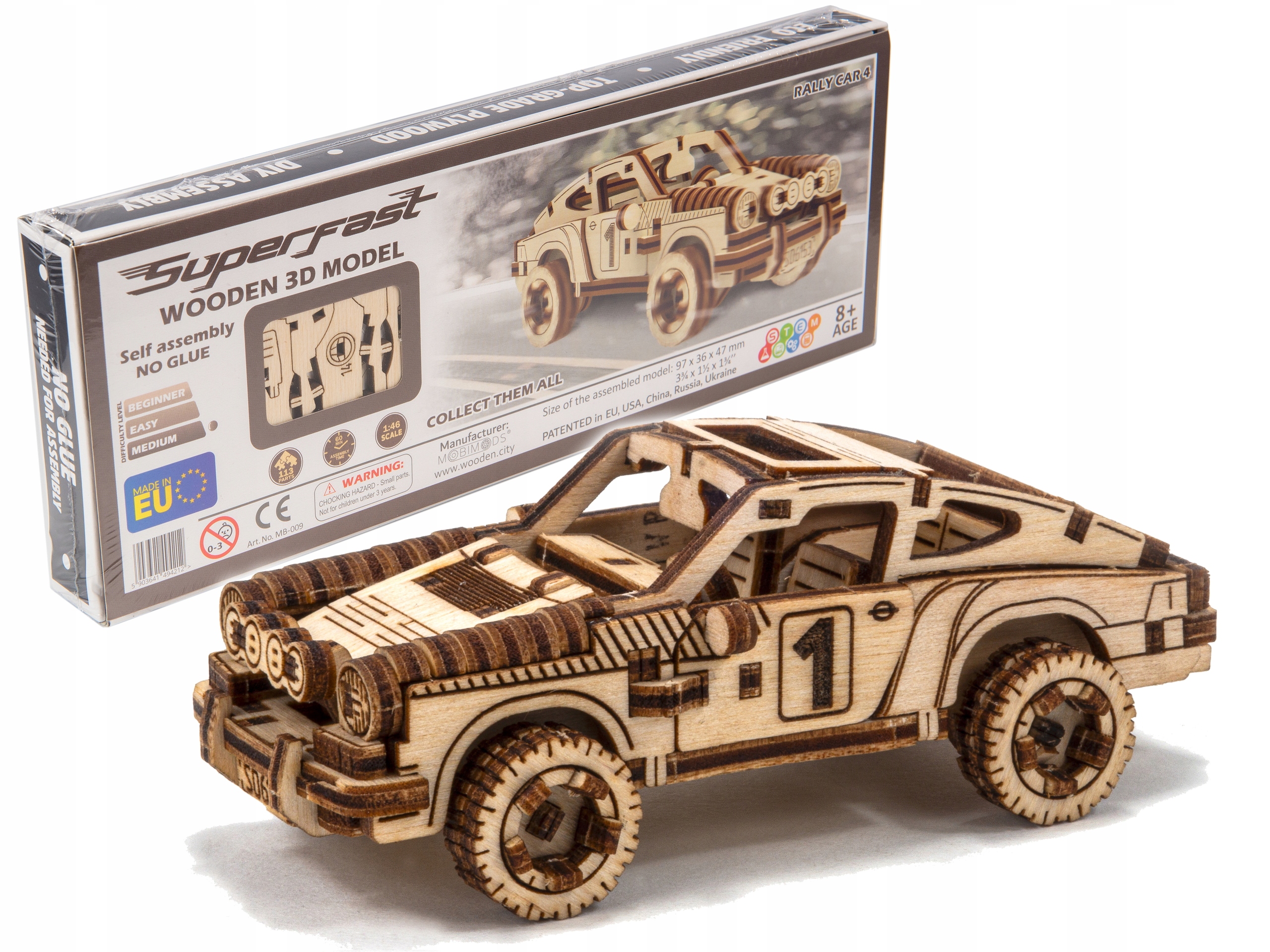 

Drewniane Puzzle 3D Mechaniczny Samochód Rajdowy 4