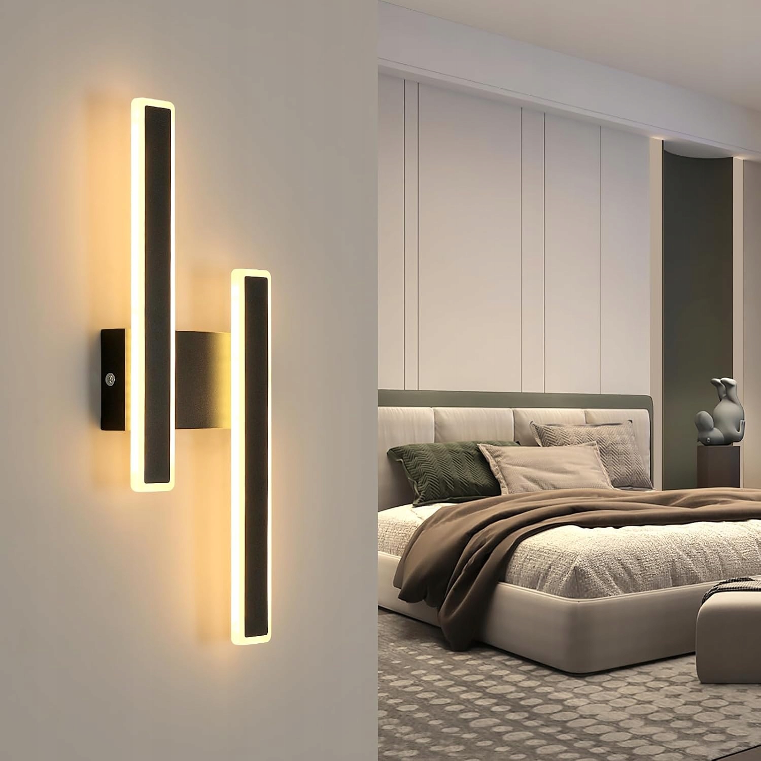 Lampa Scienna Kinkiet Led Czarna Nowoczesna Wewnetrznydo Salonu Sypialni