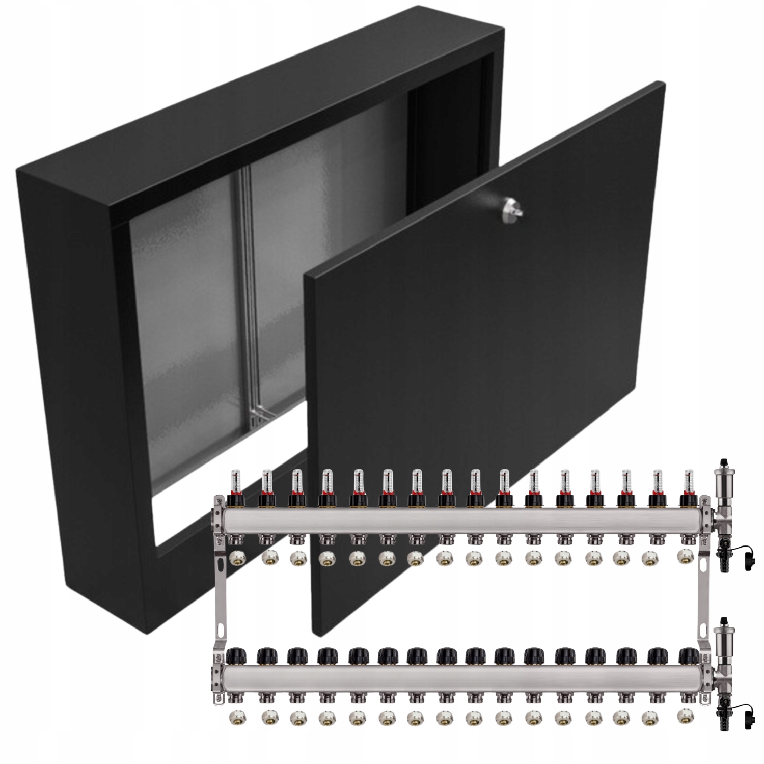 Nerezový Rozdělovač Podlahovky 16+ Nástěnný Box Černý Pex