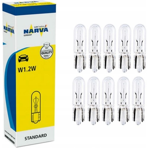 10x Żarówka W1,2W 12V 1,2W całoszklana 10 sztuk Narva Standard Germany