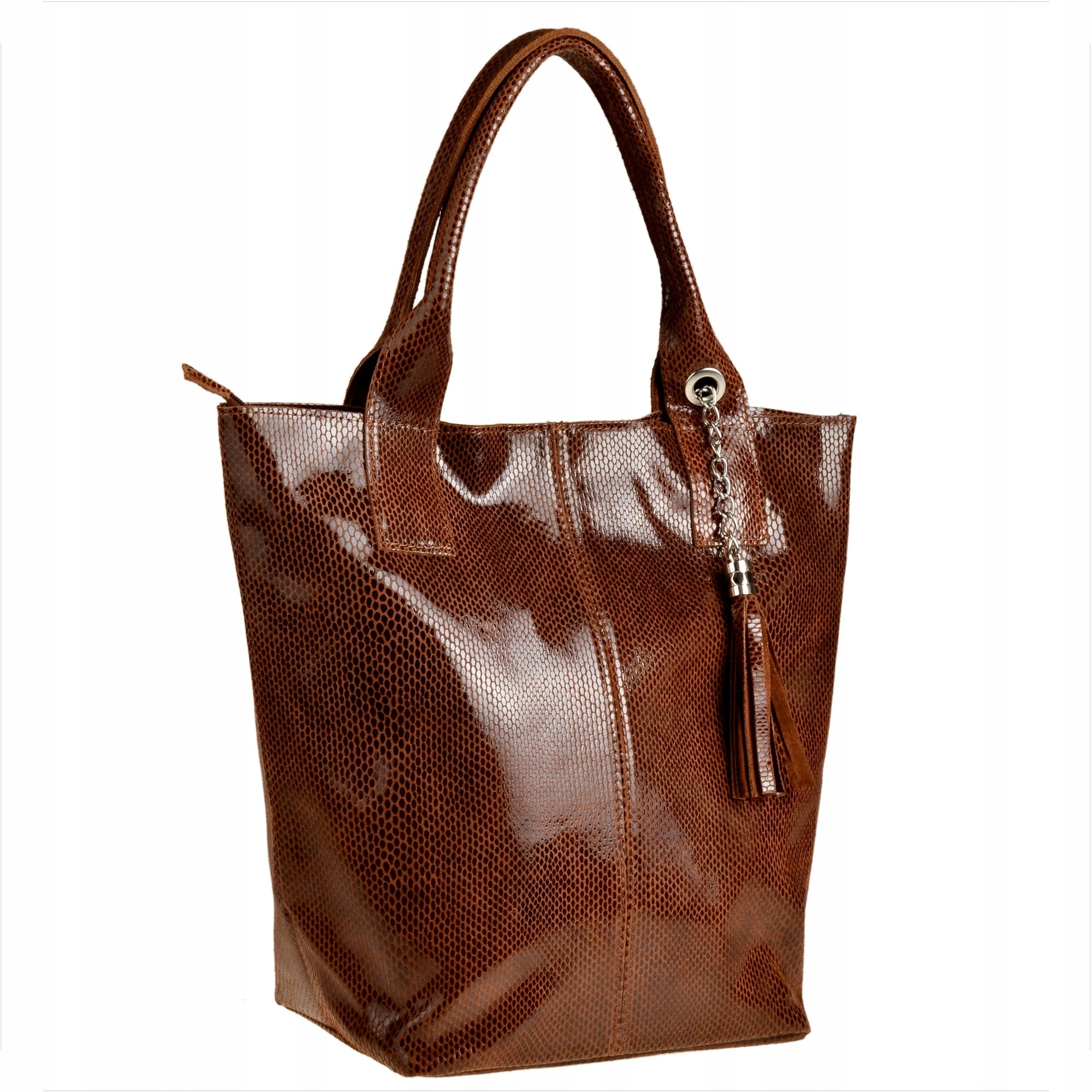 

Borse in Pelle brązowa torba shopper skóra nat.