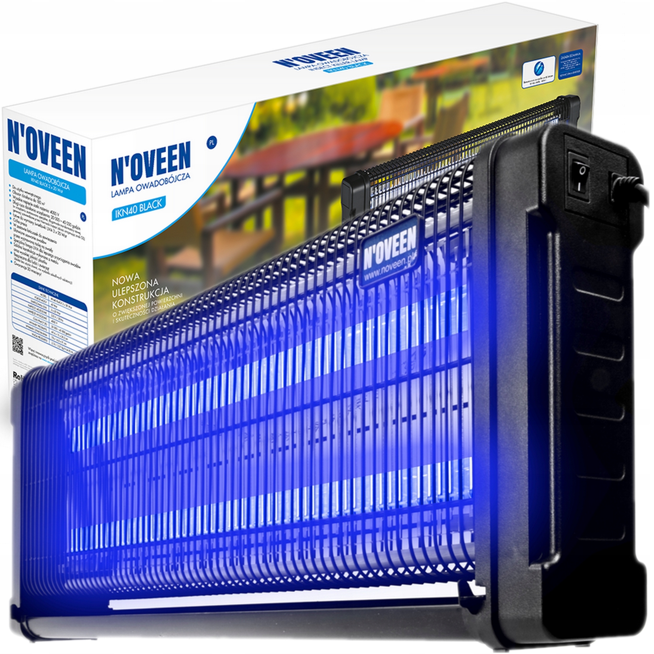 Lampa Owadobójcza Skuteczna IKN40 Wabik Łapka Uv Muchy Muszki Komary Owady