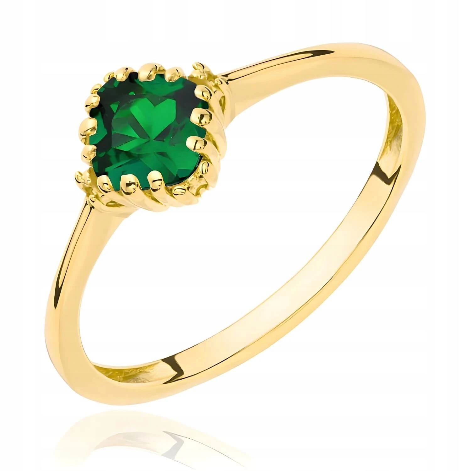 Prstýnek Se Zeleným Očkem 585 Smaragdová Zirkon VEL.11