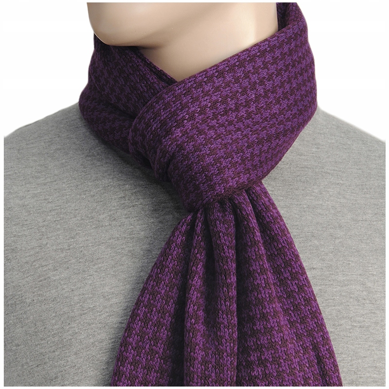 KURZA STOPKA Pepitka Szalik Zimowy FIOLETOWY af13