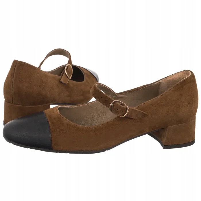 Dámské kožené lodičky Ryłko hnědé D3NI0_A_ _X59 Brown