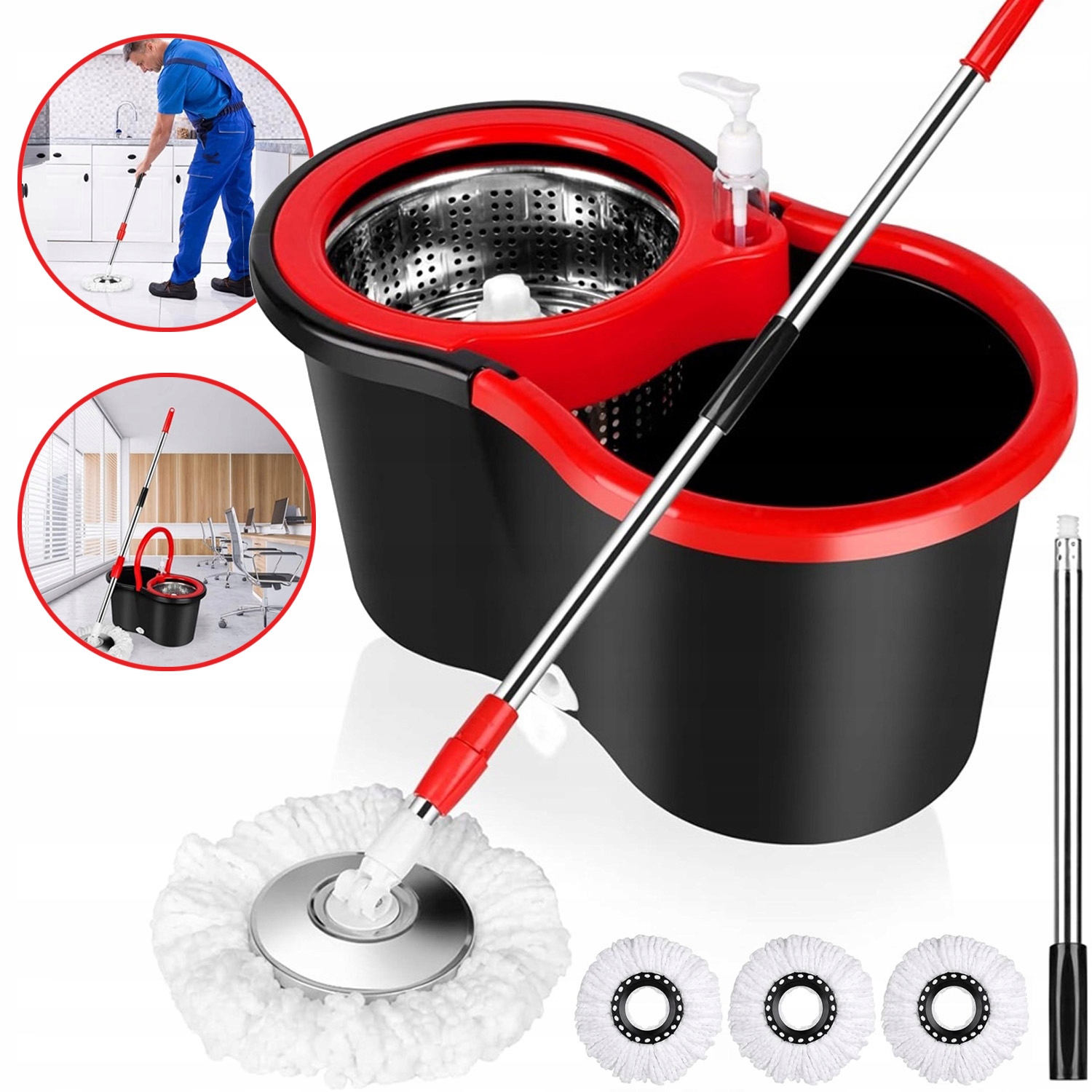 Rotační Mop S Rotačním Kbelíkem Se Ždímačem Kulatý Teleskopická Tyč
