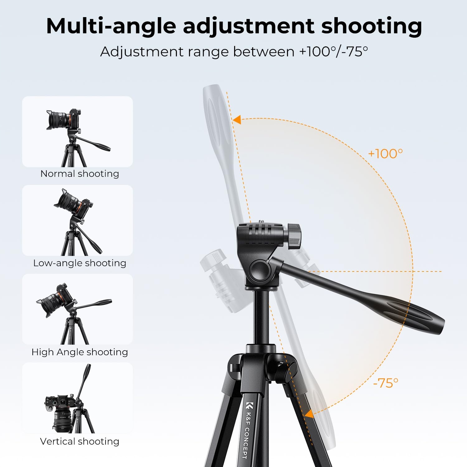 K&F CONCEPT 152cm Tripod DSLR Canon Nikon Sony Smartphone Bluetooth — miniatura 3