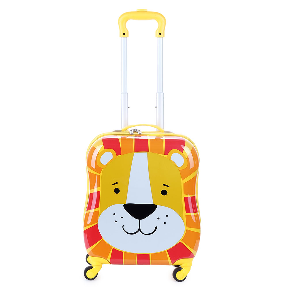 Kufr pro děti malý na 4 kolečkách, barevné vzory, lev