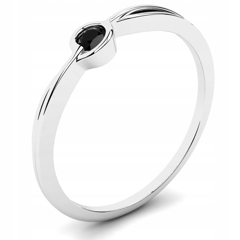 

Pierścionek Z Białego Złota Z Czarną Cyrkonią 14KR