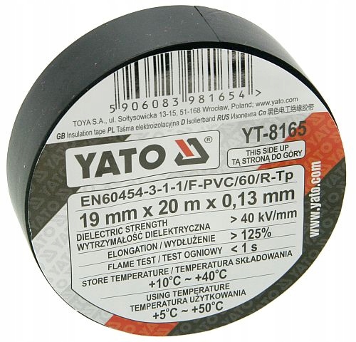 

Yato Taśma izolacyjna 19mmX 20m czarna YT-8165