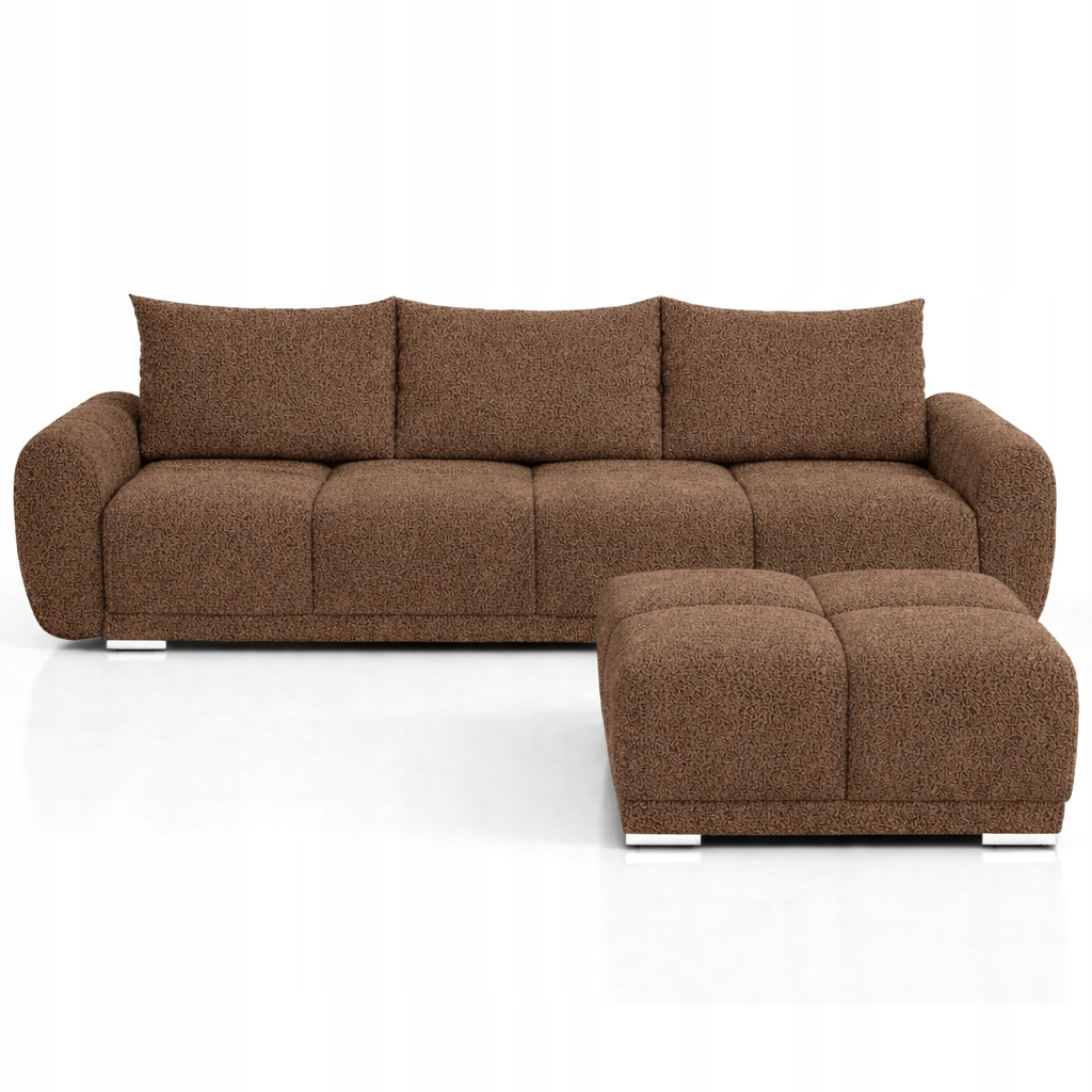 Rozkládací Pohovka S Funkcí Spaní 150x200 Taburet Honey Boucle Cappuccino