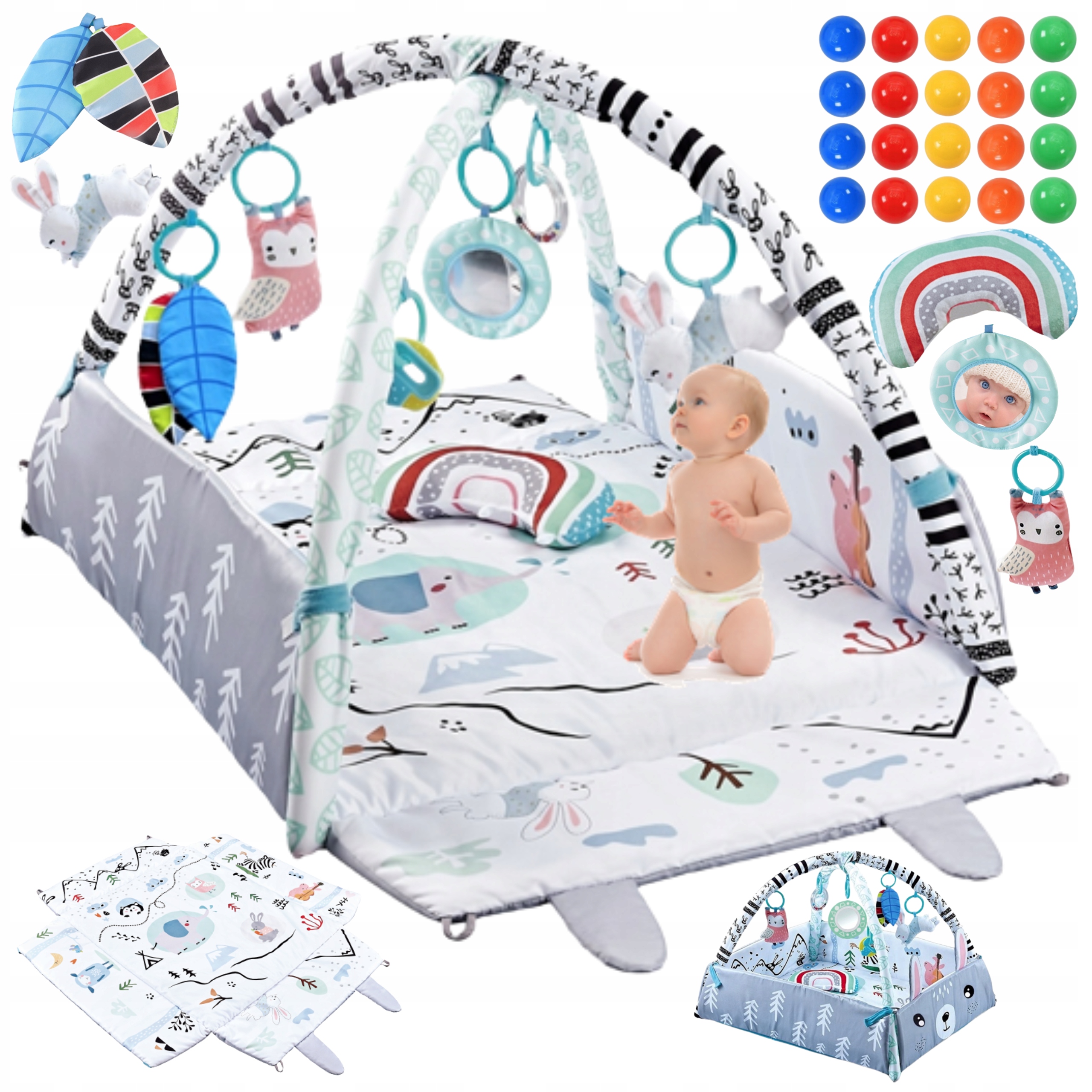 MATA EDUKACYJNA DUŻA DLA DZIECI NIEMOWLAKÓW INTERAKTYWNA 4w1 MIĘKKA prezent