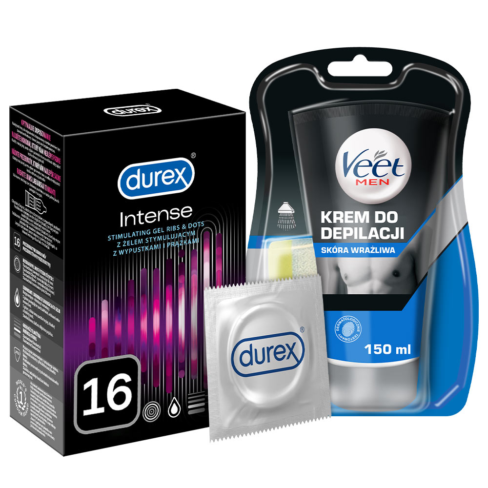 

Veet Men+durex Prezerwatywy wypustki Intense 16