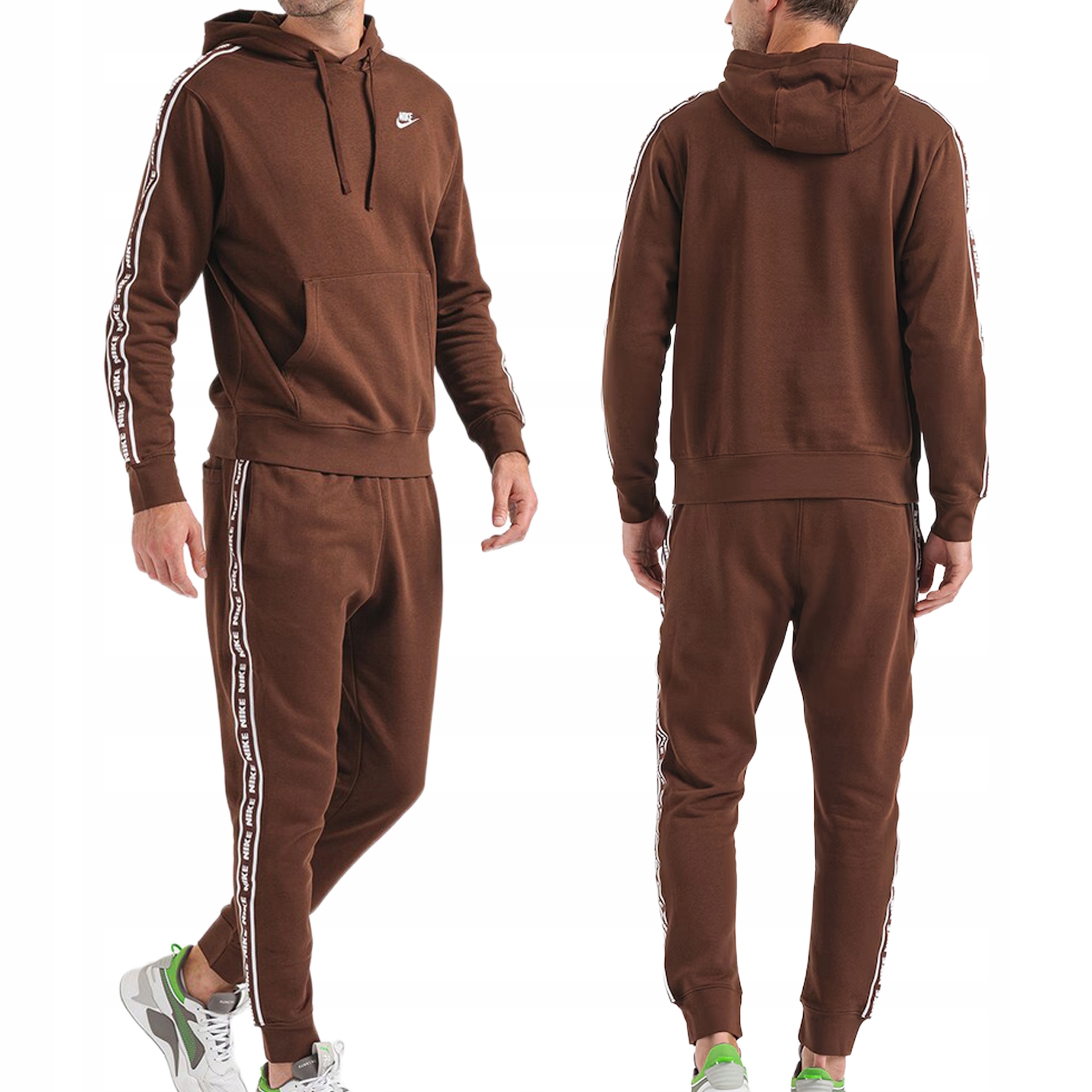 Nike zateplená tepláková souprava pánská klasická hnědá lampas FB7296-259 XL