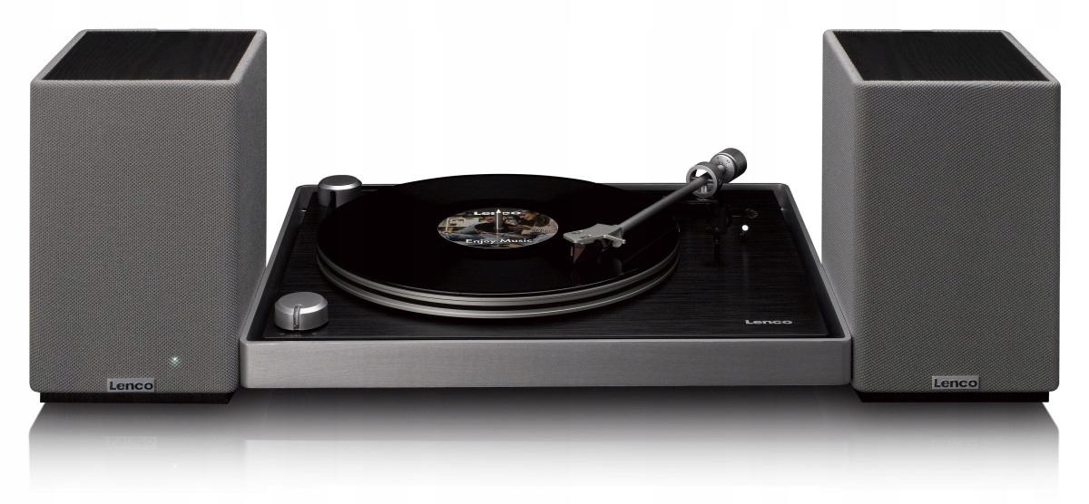 Sada stereo aktivních reproduktorů s gramofonem a Lenco L-455BK SPB-240BKGY