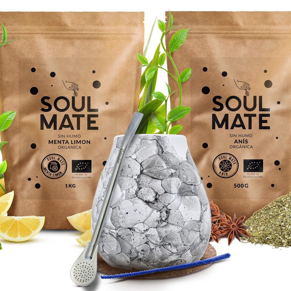Sada Yerba Mate Soul Mate Organica 2x500g 1kg Tykev Bombilla