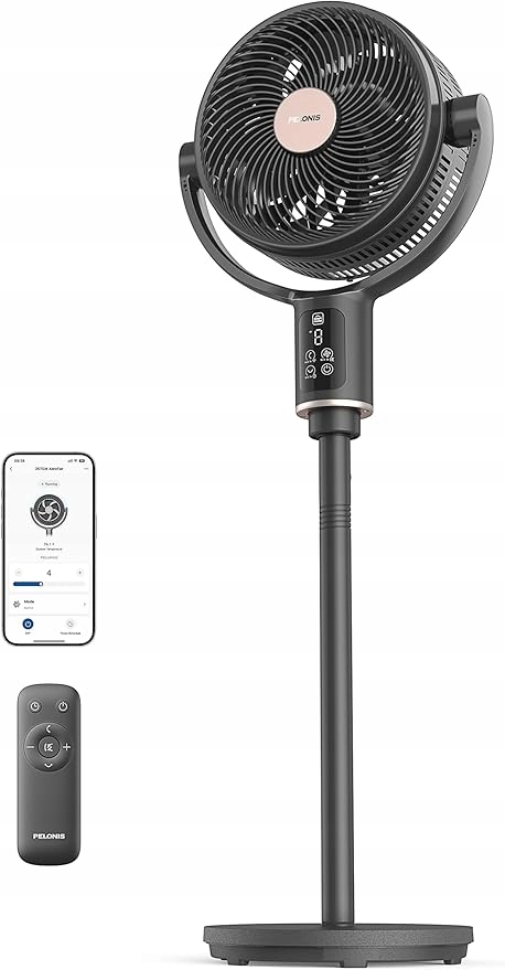Pelonis Inteligentný stojanový ventilátor 135°, tichý podlahový ventilátor