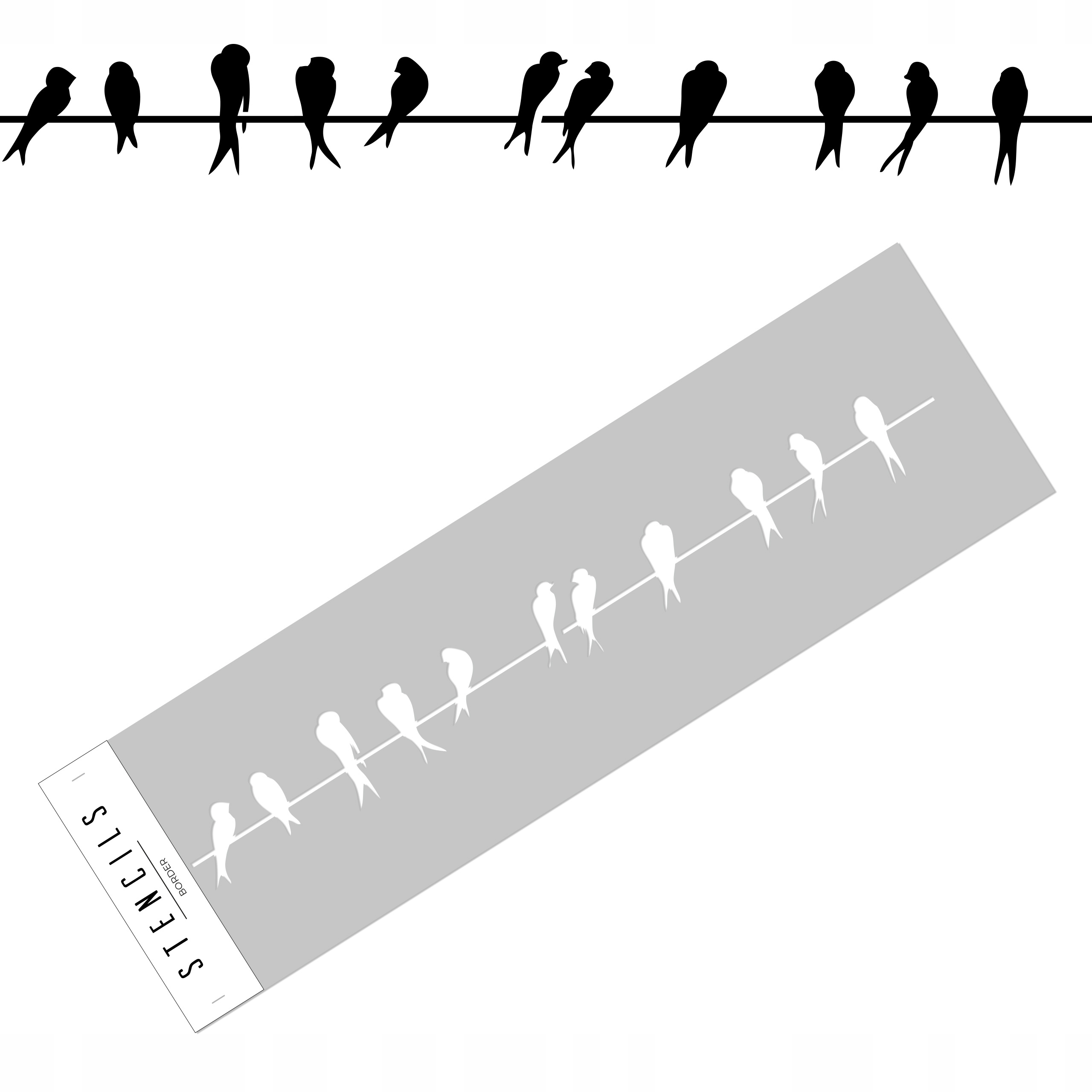 Birds - szablon malarski border ptaszki