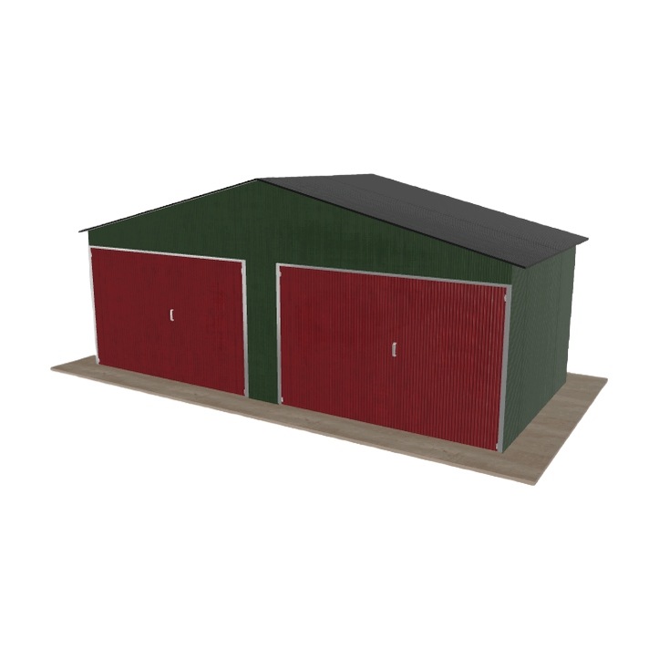 Plechová garáž 6.5x3 m dvoupolohová, dvoupolohová, zelená