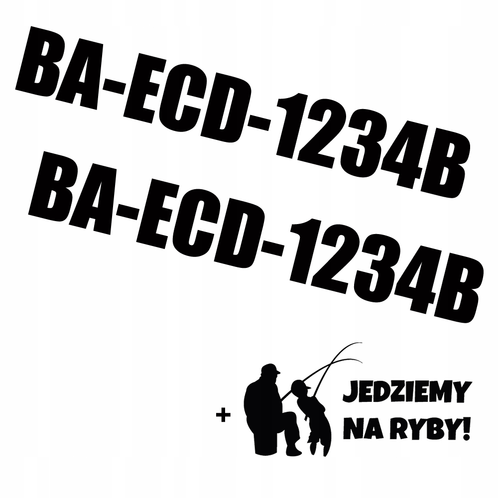 

Numery Rejestracyjne na łódkę łódź, Dwie naklejki