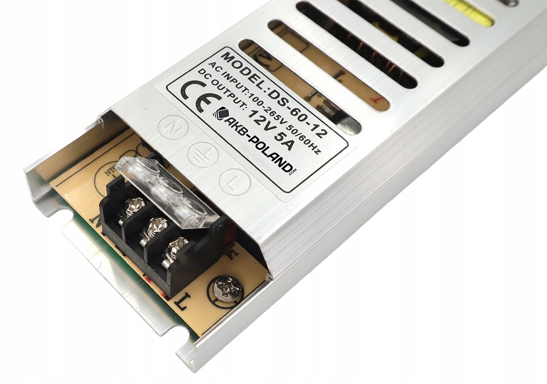 ZASILACZ 12V LED 60W 5A Slim Montażowy Modułowy Do Taśmy MONO RGB Model 12V-MODSLIM-60W