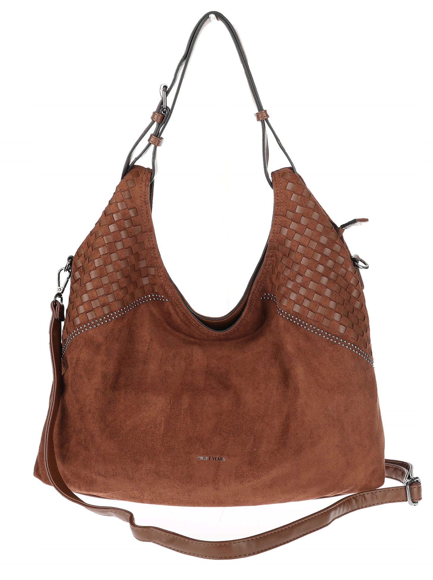 Dámská shopper kabelka, prostorná semišová taška přes rameno, lehká BS105 Hnědá