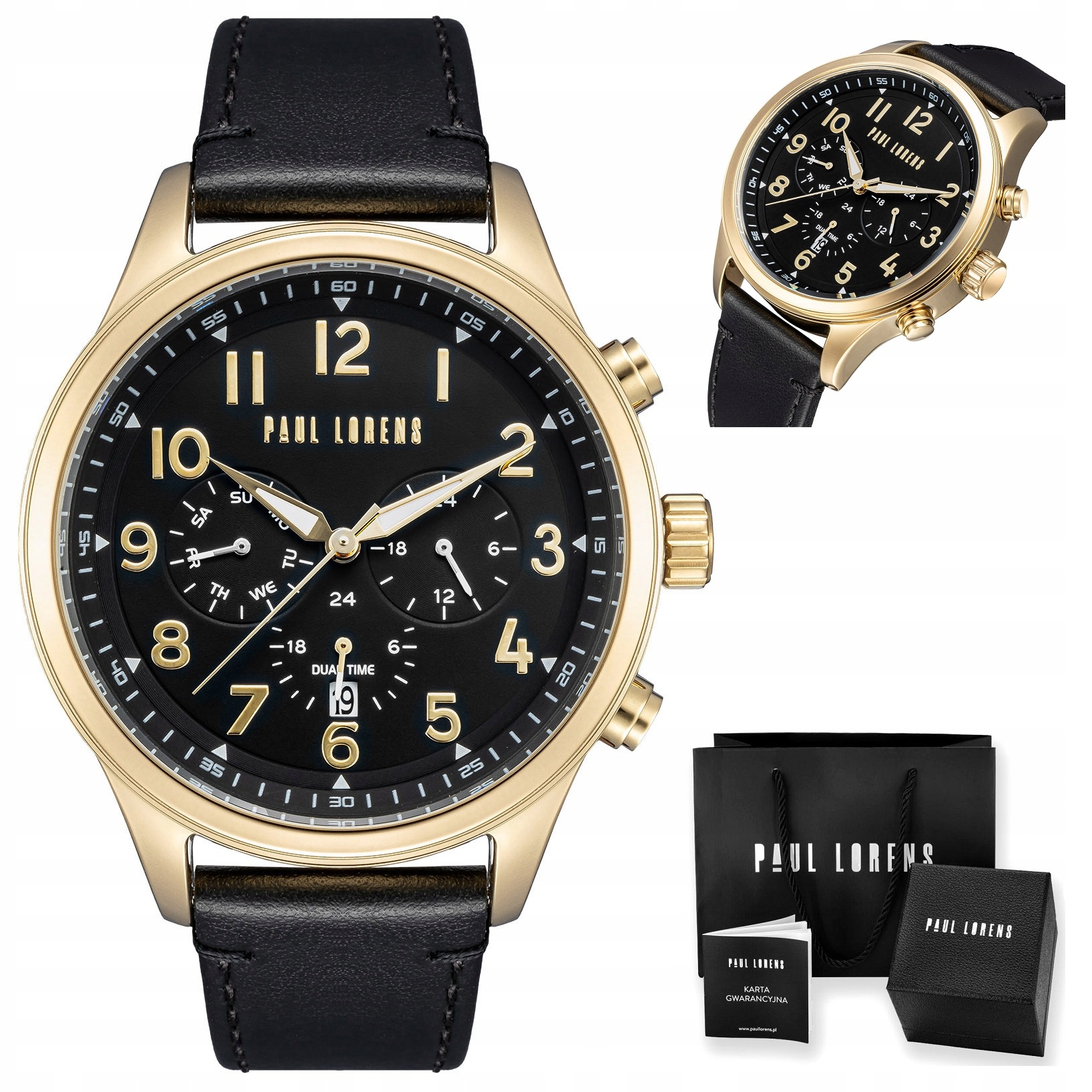 Pánské Hodinky Paul Lorens PL20011 datumovka dual time +box Gravírování
