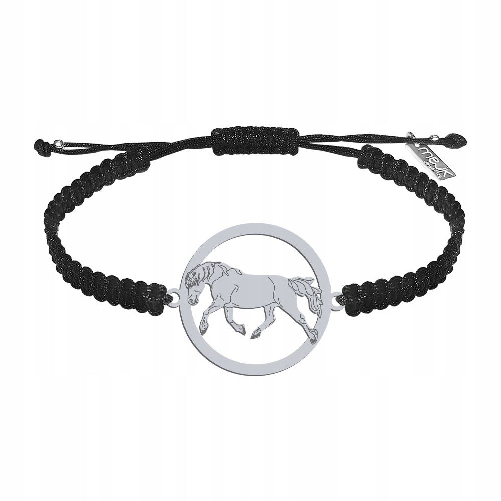 Stříbrný náramek s koněm Haflinger 925 Makramé Šperky Dárek Gravírování